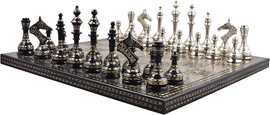 Brass Metal Luxury Chess Pieces & Board Set foldable chess set